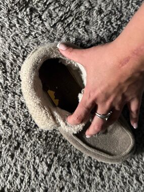 HeyDude Faux Shearling Slide Slipper in Taupe